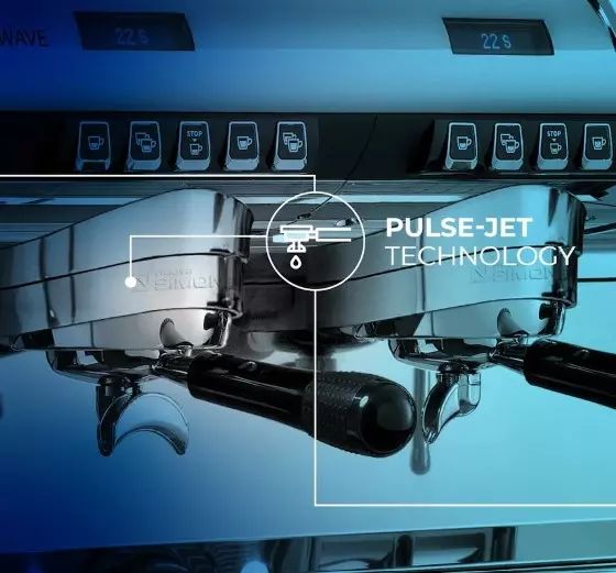 Puls-jet technologie kávovaru Aurelia Wave 2gr. Zdroj: Nuova Simonelli puls-jet technologie kávovaru Aurelia Wave 2gr